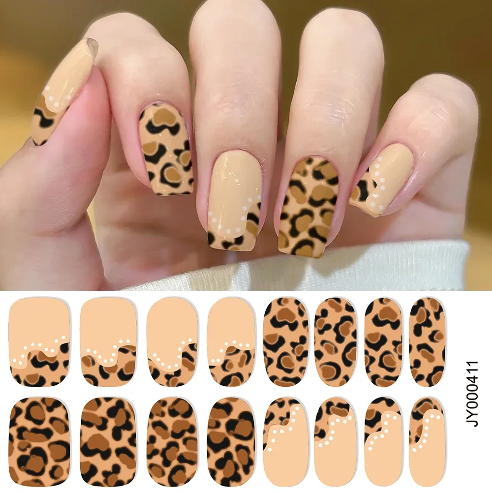 Autocollants ongles en gel motif léopard