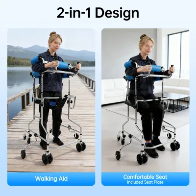 Déambulateur pliable à 8 roues et siège – image 2