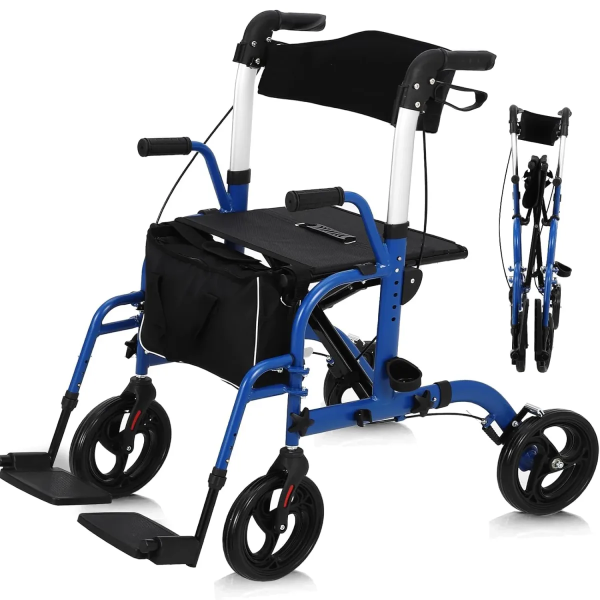 Déambulateur pliable à roulettes avec siège