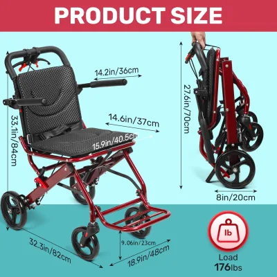 Fauteuil roulant pliable en aluminium – image 3