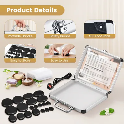 Kit de massage aux pierres chaudes en basalte – image 2