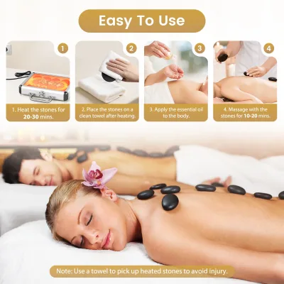 Kit de massage aux pierres chaudes en basalte – image 3
