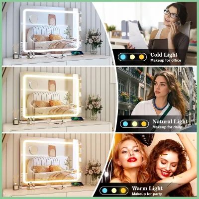 Miroir de maquillage LED blanc 80 cm – image 2