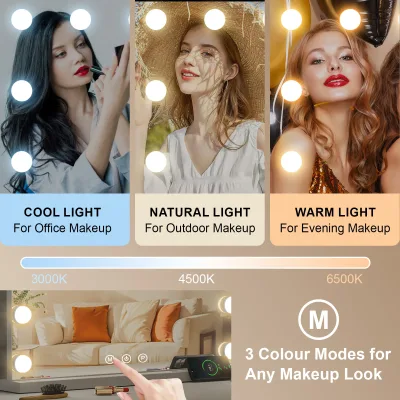 Miroir de maquillage lumineux à LED blanc – image 3
