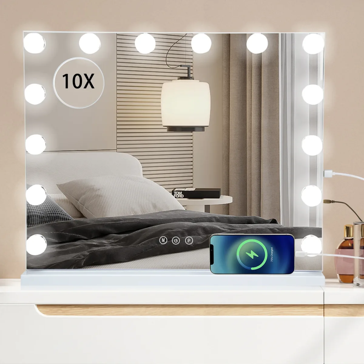 Miroir de maquillage lumineux de table