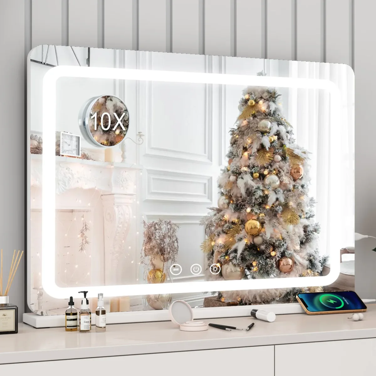 Miroir lumineux LED rectangulaire blanc