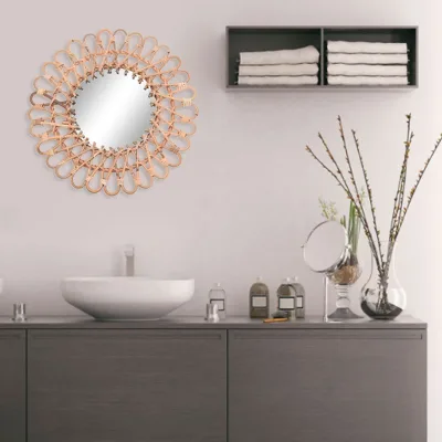 Miroir mural rond en rotin tressé – image 3